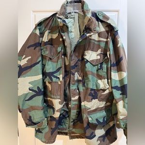 US military heavy hooded camouflage jacket size Large